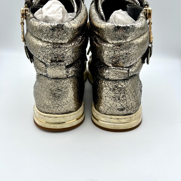 EUC Michael Kors Glam Studded Metallic Leather High-Top Sneakers - Picture 3 of 12